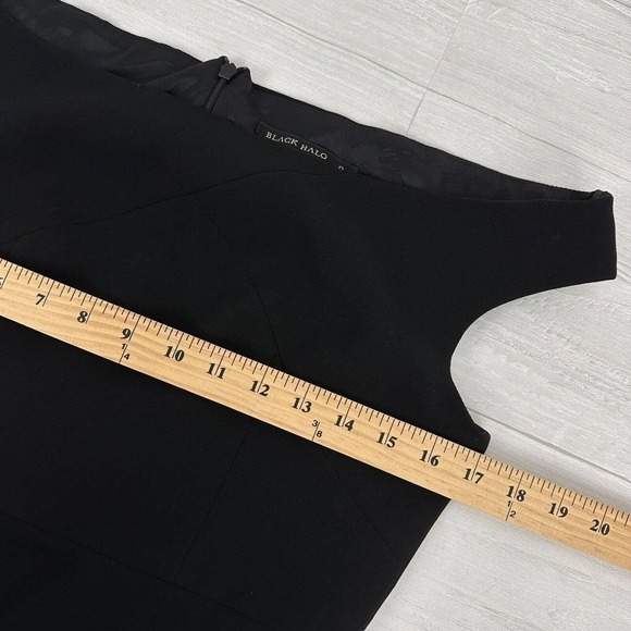Black Halo Claire Off the Shoulder Sheath Dress Women Size 8 Knee Length Lined - Picture 12 of 16